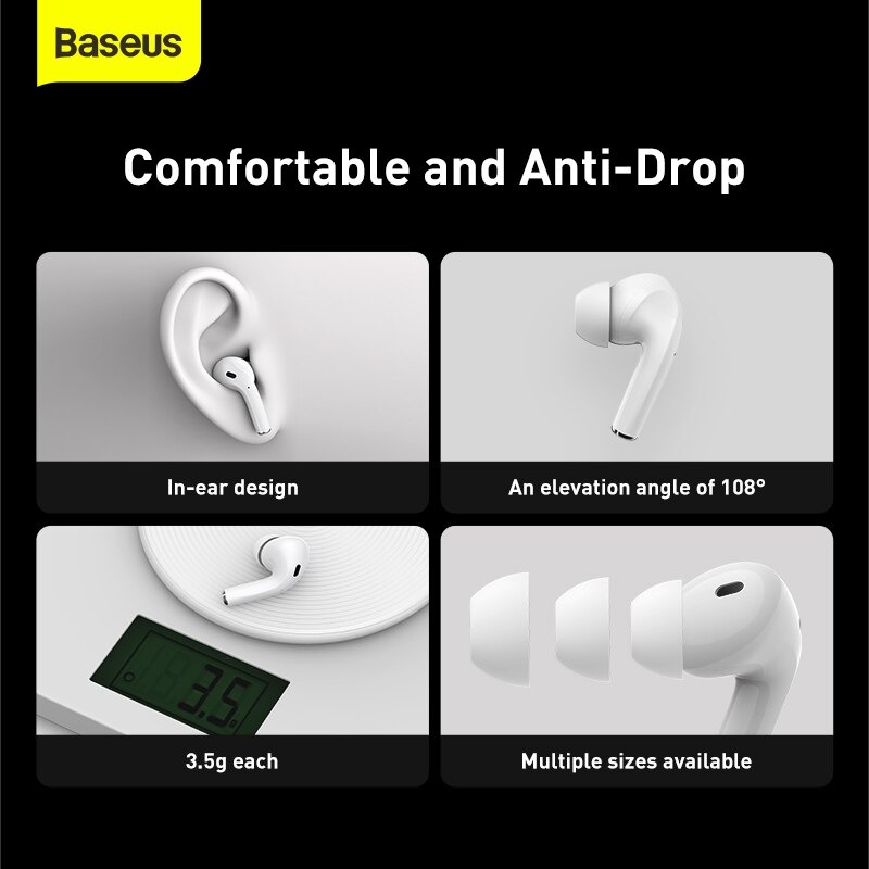 Tai Nghe Nhét Tai Encok W3 Công Nghệ Bluetooth 5.0 Nghe Liên Tục 4h - Hàng Chính Hãng Baseus