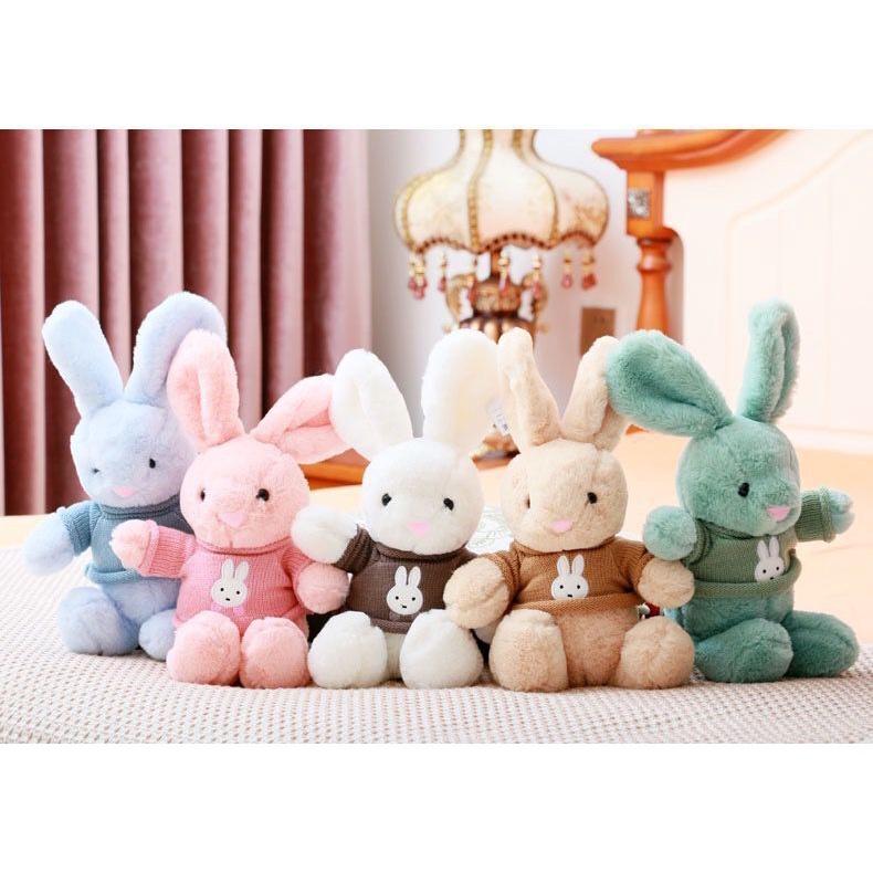 Gấu bông Thỏ tai dài áo len cao cấp cho bé gái - 25cm