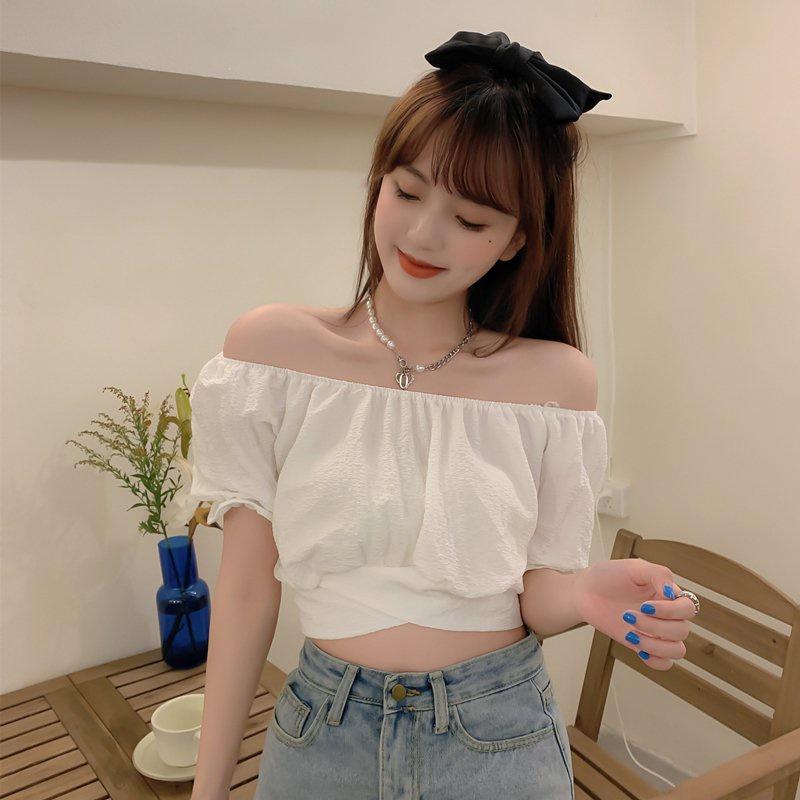 Áo kiểu cho nữ tay phồng trễ vai phong cách Hàn Quốc đáng yêu