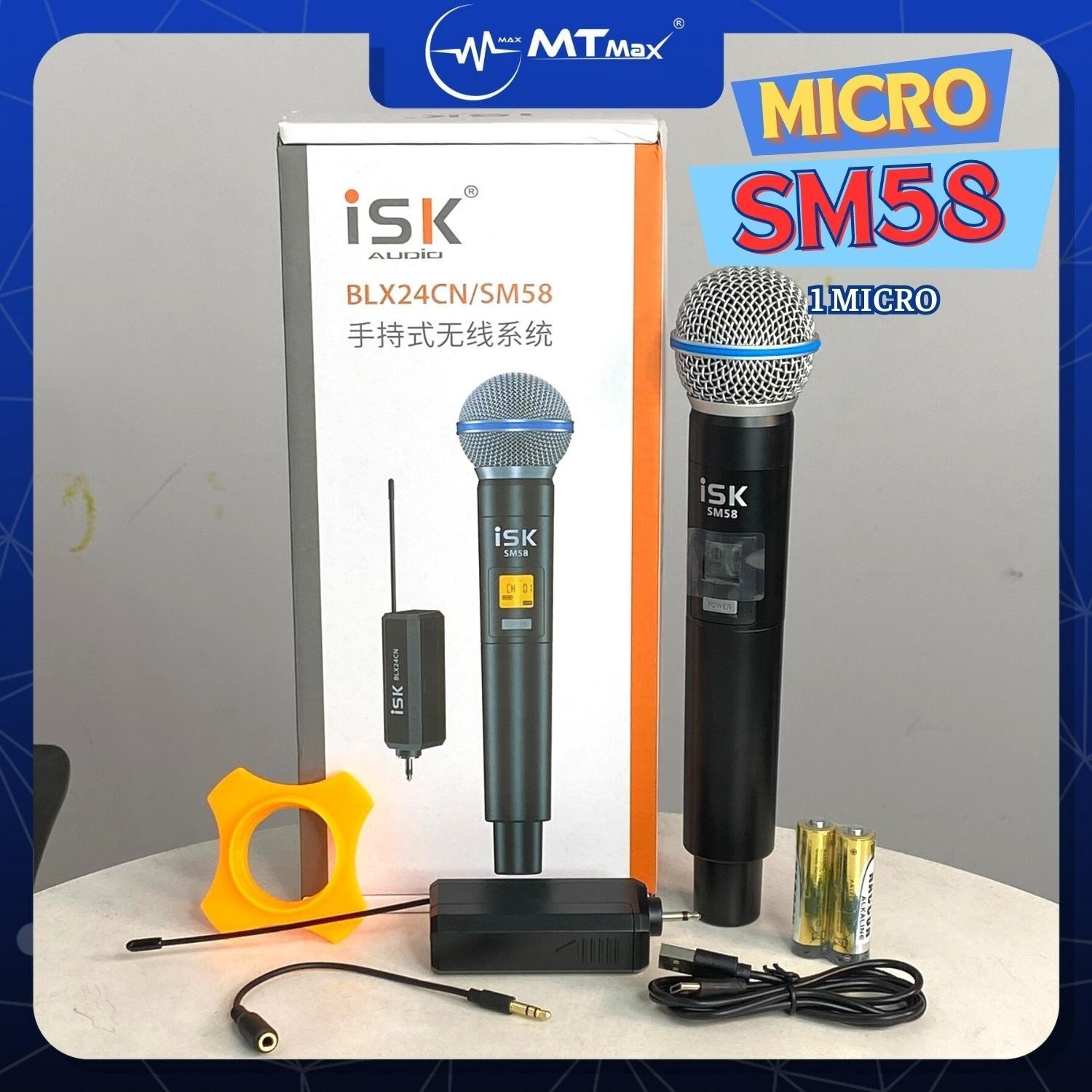 Micro ISK SM58 Không Dây 1 Micro phù hợp hát karaoke gia đình vui chơi hội họp đám tiệc, giá rẻ