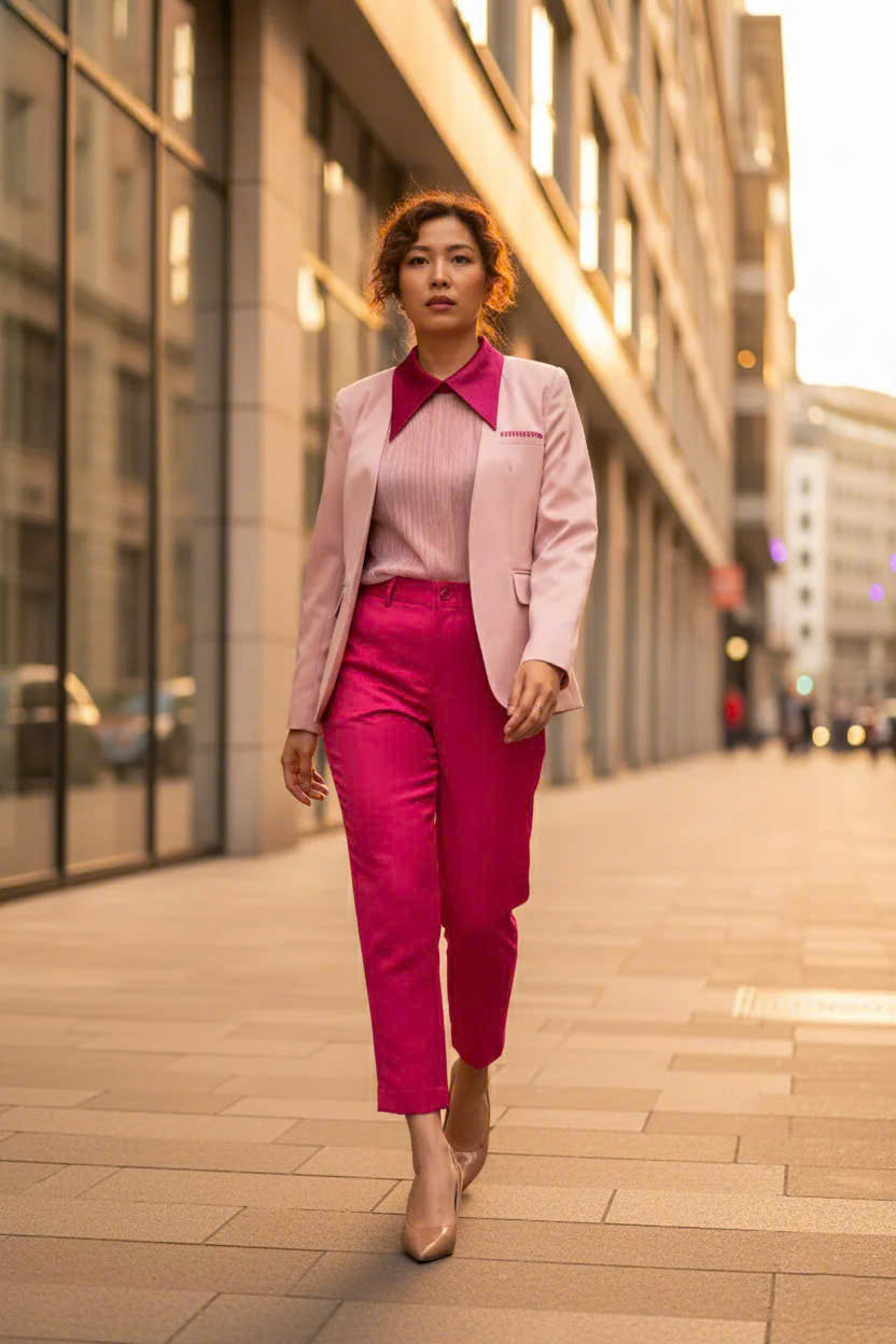 Quần Tây Nữ Ống Đứng Slimfit Hồng Sen thời trang thiết kế Hity PAN065