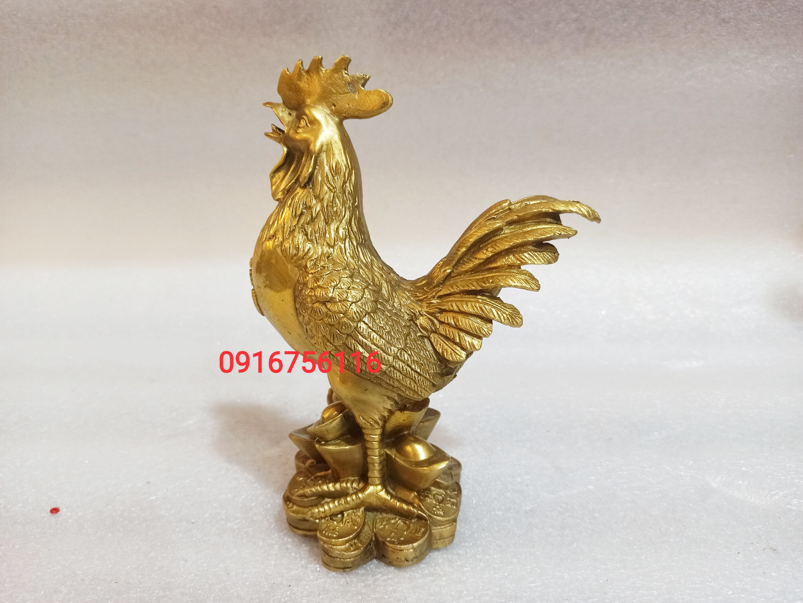 Tượng Gà Trống Bằng Đồng Thau cao 20cm-Linh vật phong thủy