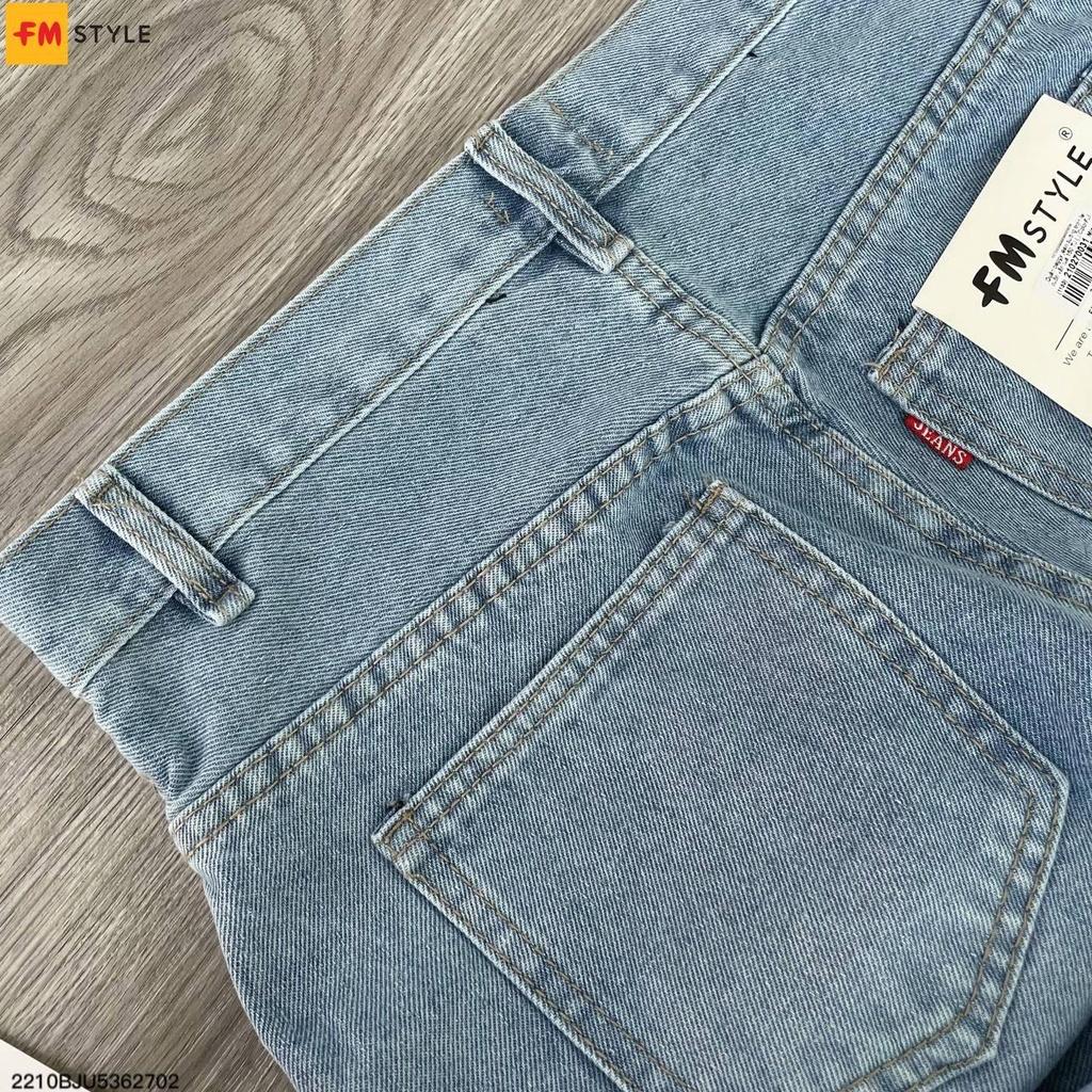 Quần jean nữ FM Style kiểu dáng baggy suông trơn lai cuốn vằn tua thời trang basic phong cách ulzzang 210270031