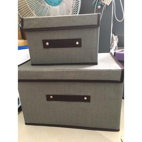 Combo 2 Hộp Vải Đựng Quần Áo - Hộp lưu trữ quần áo đồ lót đồ chơi đa năng – 8 Lít, 18 Lít tiện dụng – BLUE DEER