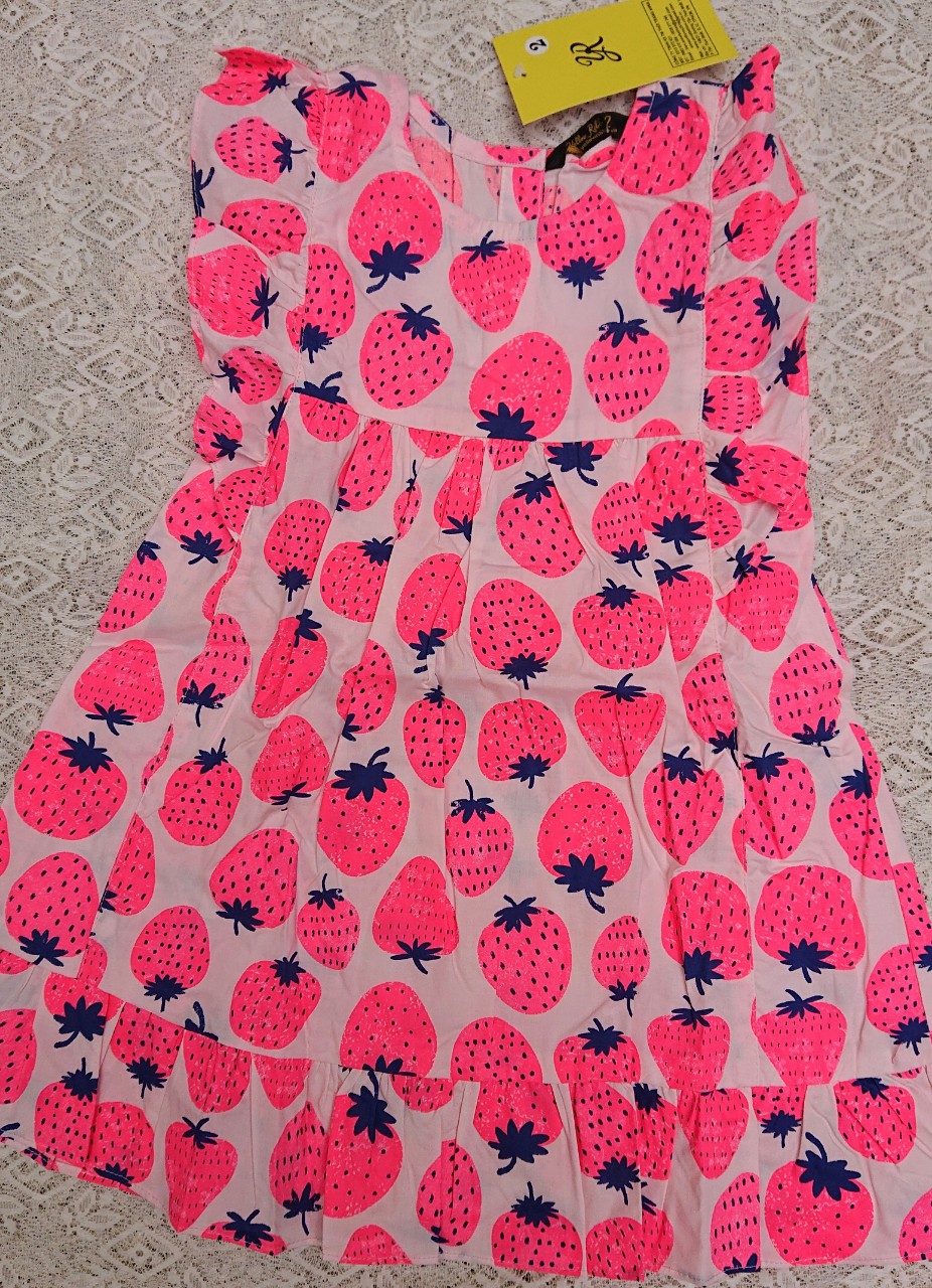 Đầm bé gái vải cotton kate dâu hồng