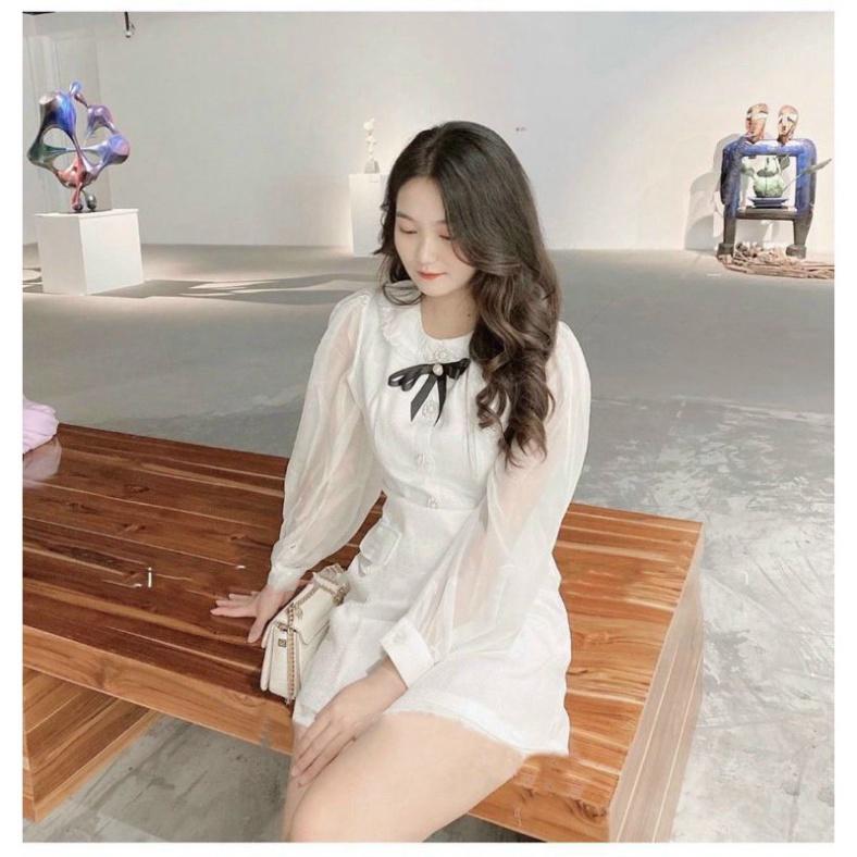 Váy tay bồng tag nơ cổ tay xốp dài ivy.fashion đi biển dự tiệc dạo phố bigsize gợi cảm sexy
