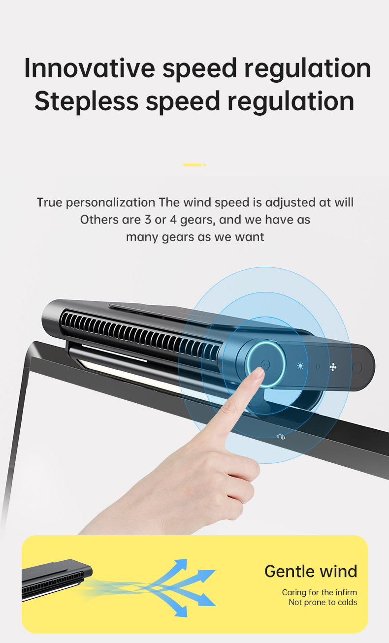 Đèn treo màn hình 3 tông màu điều chỉnh độ sáng kiêm quạt làm mát Portable Air Conditioner 2000mAh