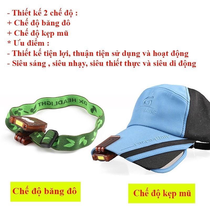 Đèn Cob Bennou Kẹp, Gắn Mũ Lưỡi Trai Có Cổng USB