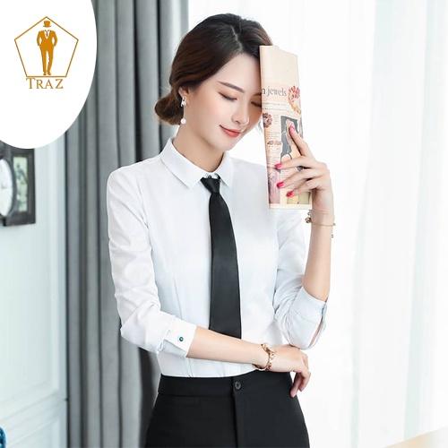 Cà vạt Caravat nữ Thắt Sẵn TRAZ Học Sinh, Sinh Viên Bản Nhỏ Màu Đen Lụa Silk Phi Bóng Hàn Quốc