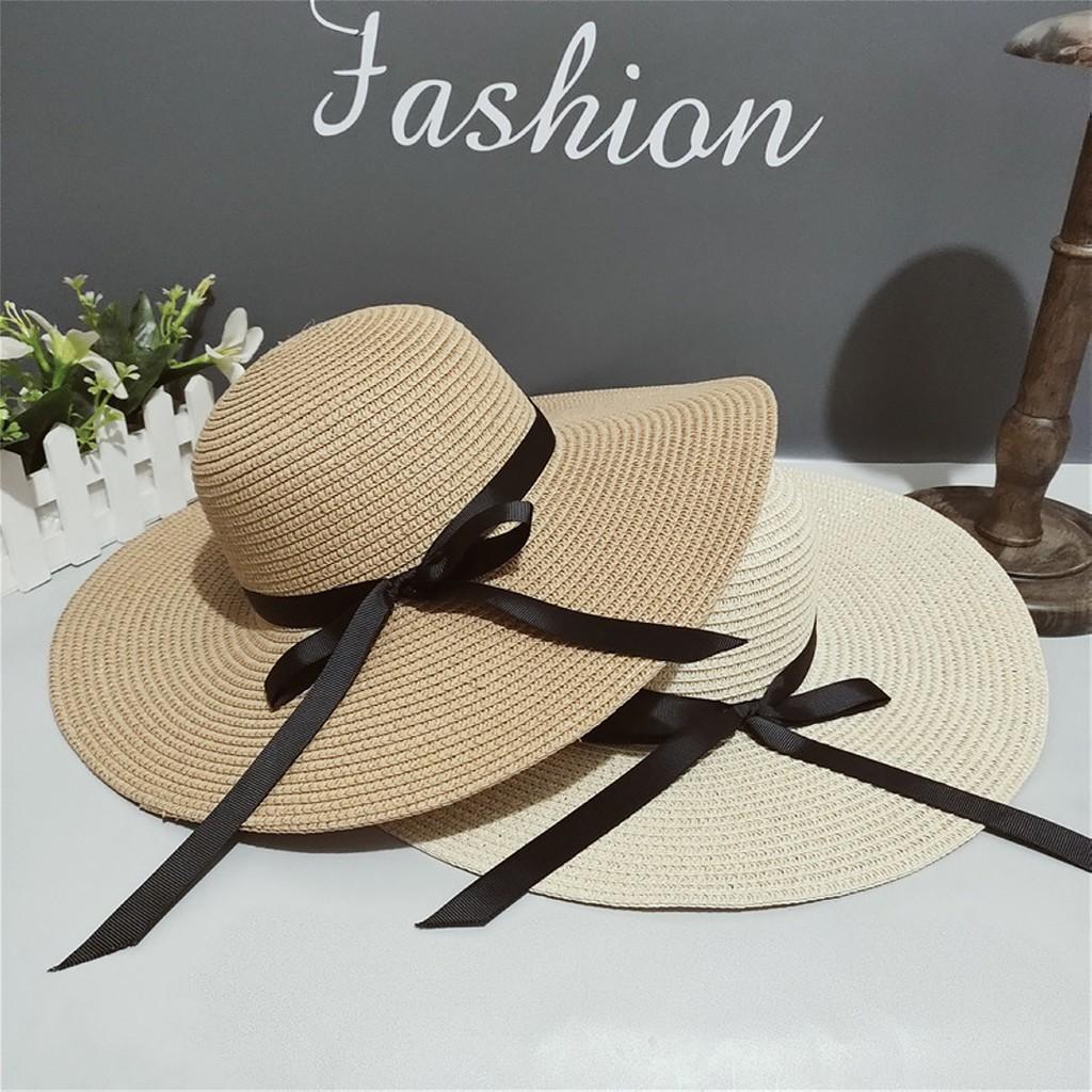 Mũ cói rộng vành, nón cói rộng vành đi biển, đi du lịch, phong cách cổ điển thanh lịch dành cho nữ