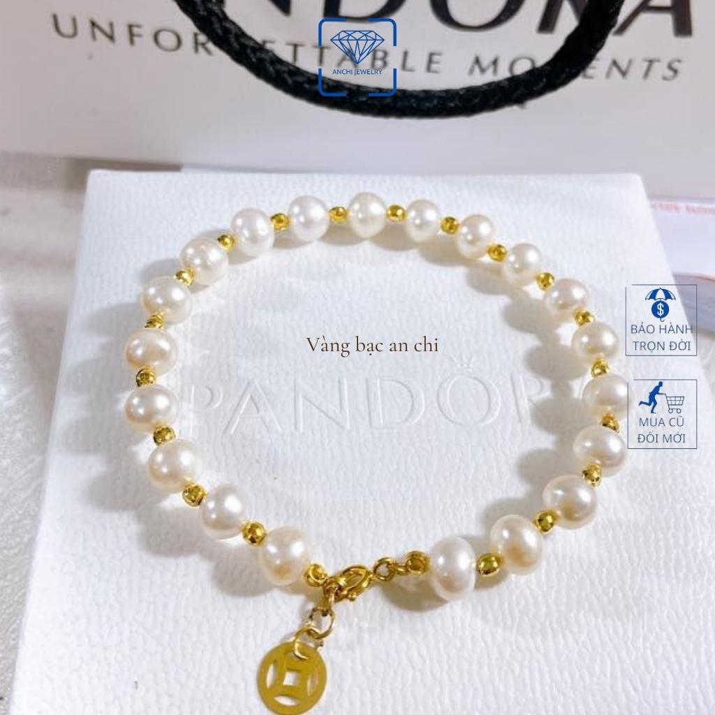 Vòng tay hạt trai nước ngọt VIP mix bi 10k, Hạt tròn ít tỳ, Trang sức Anchi jewelry