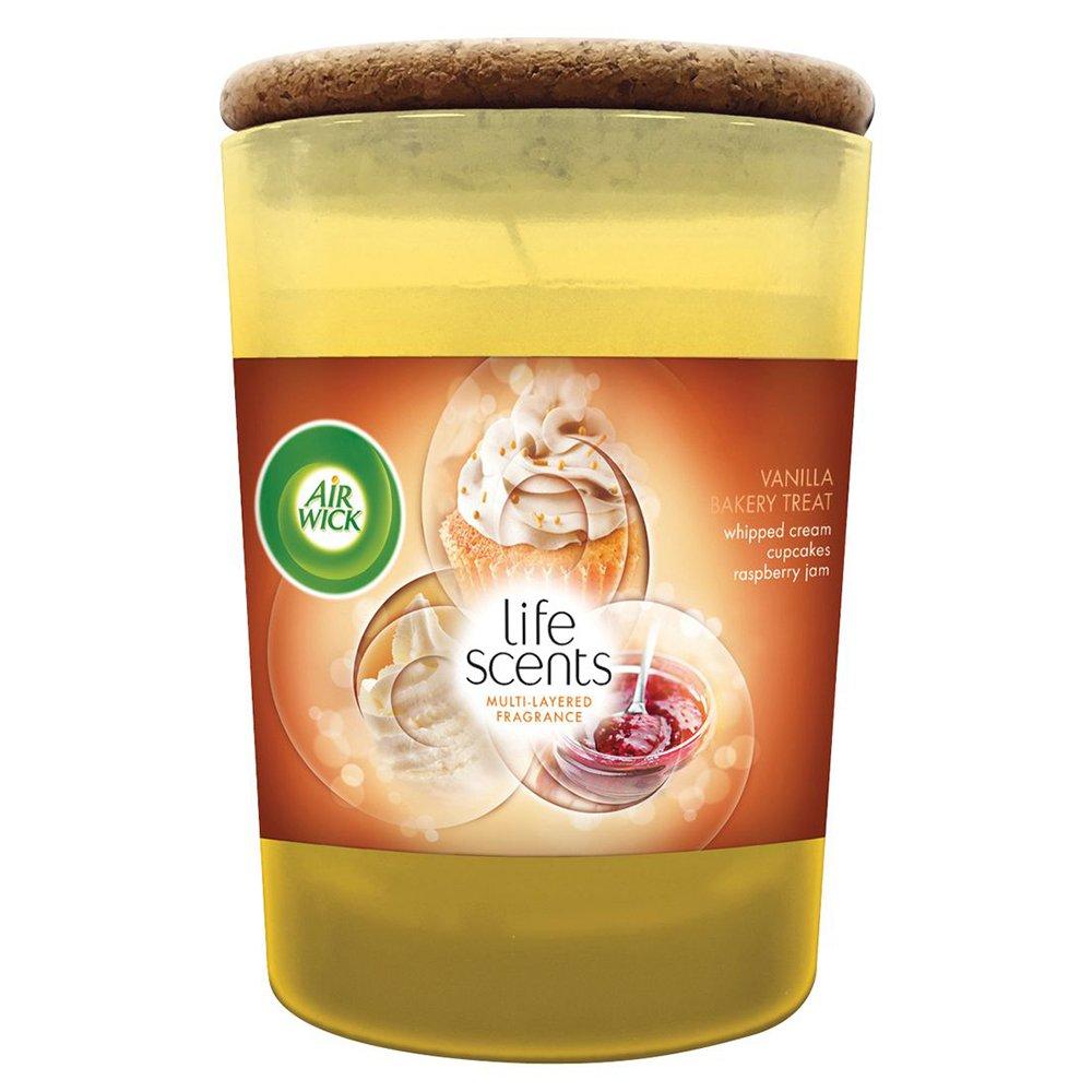 Ly nến thơm tinh dầu Air Wick Vanilla Bakery Treat 185g QT04255 - bánh kem vani, thơm phòng, thư giãn, hỗ trợ khử mùi, không khói