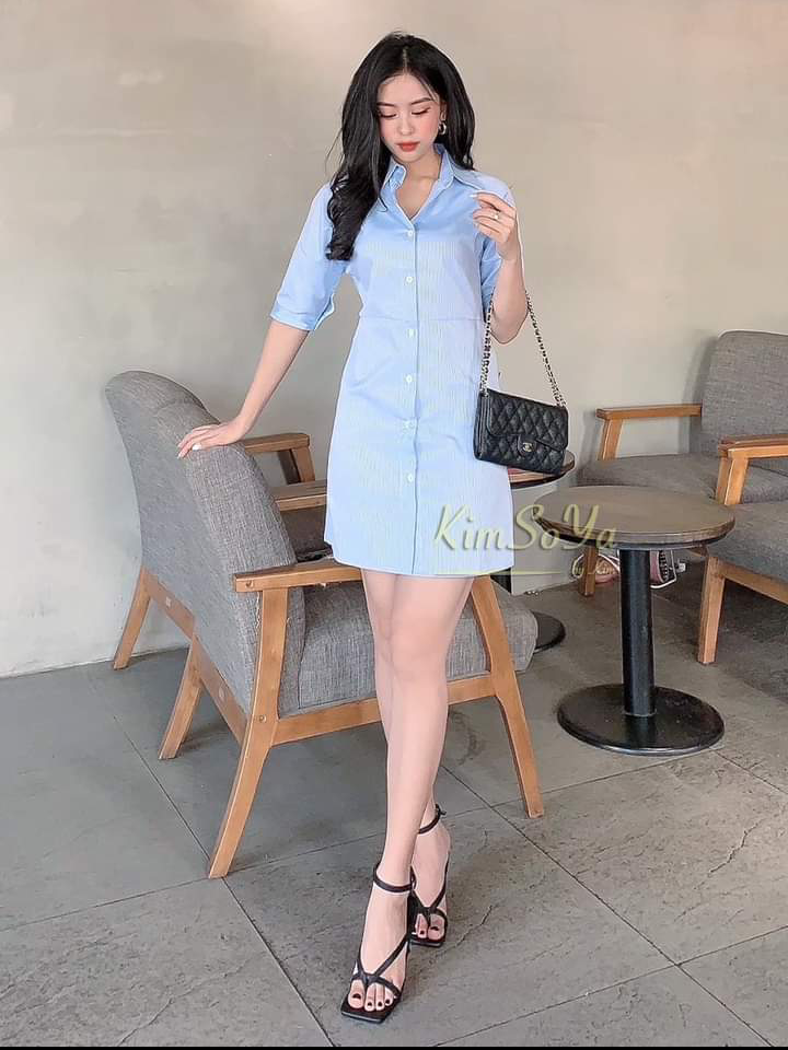 Đầm sơ mi vải Kate diêu đẹp hàng thiết kế cao cấp