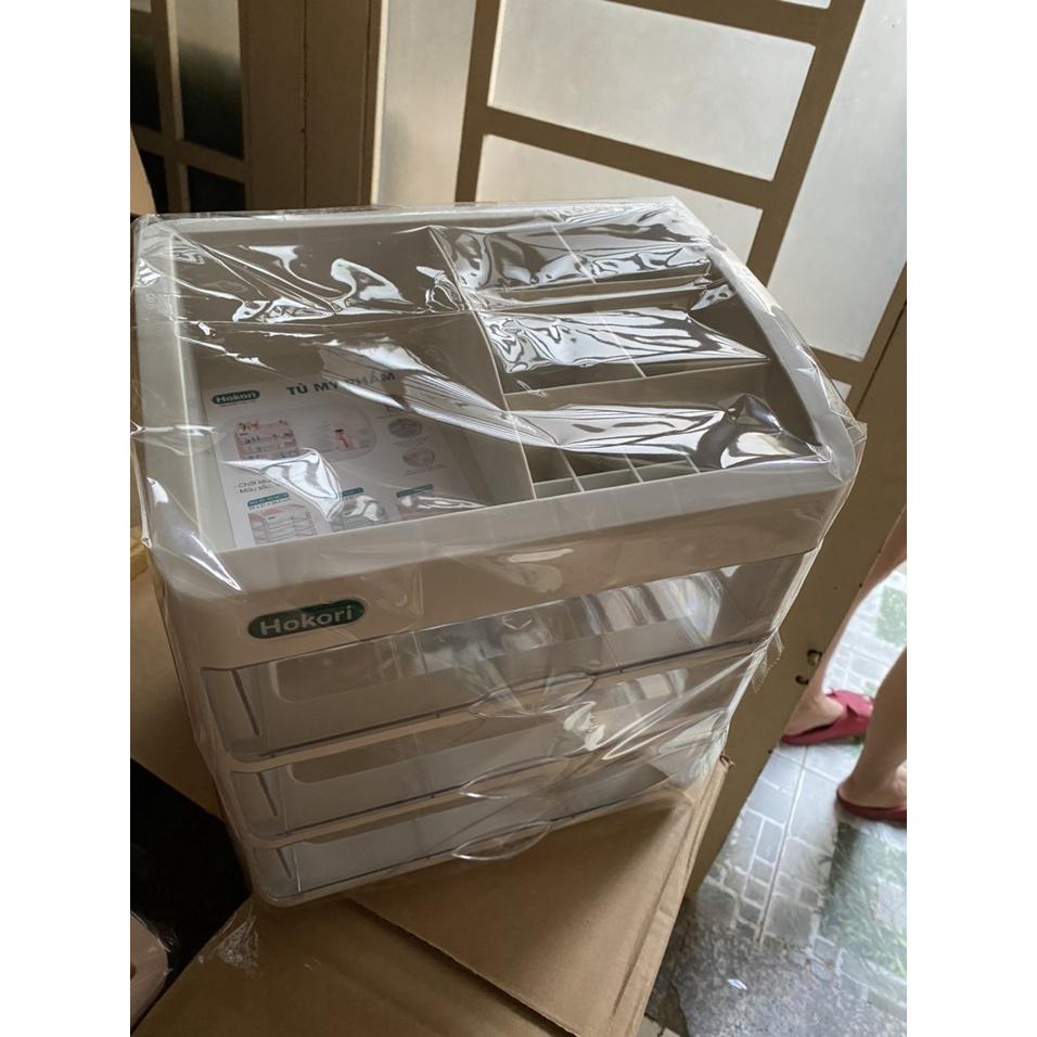 Tủ Đựng Mỹ Phẩm 4 Tầng HOKORI Cao Cấp Nhựa Việt Nhật, Kệ Đựng Mỹ Phẩm, Đồ Trang Điểm