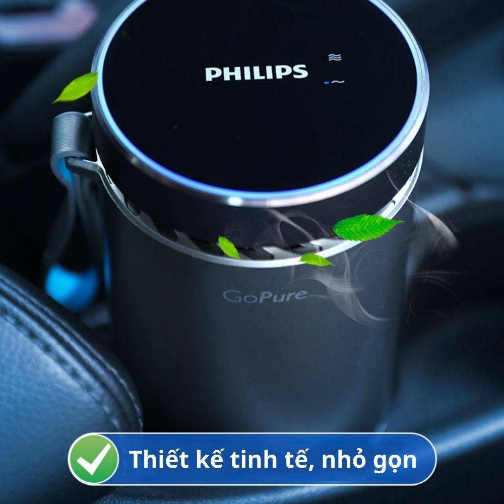 Máy lọc không khí Philips Cốc lọc không khí trên ô tô khử mùi, khử khuẩn tia UV Gopure Style GP5602 - Hàng nhập khẩu