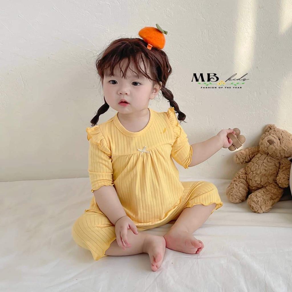 Bộ Tay Lửng Quần Lửng Thun Gân Mềm Mịn Minky Mom Cho Bé Gái Từ 7-19kg