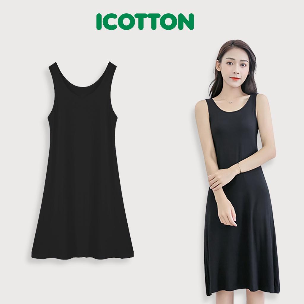 Váy xuông body Icotton sát nách vải thun co giãn 4 chiều