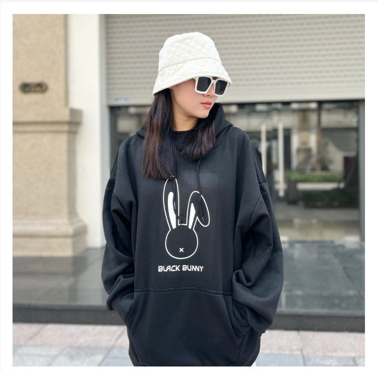 Áo hoodie unisex đen cho cả nam và nữ chất liệu nỉ bông cao cấp, không bai xù