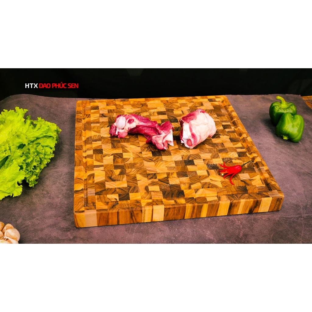 Thớt Gỗ Teak Cao Cấp - Chặt thái, Trang Trí - 40x40x3,8cm - VDC05 | HTX DAO PHÚC SEN