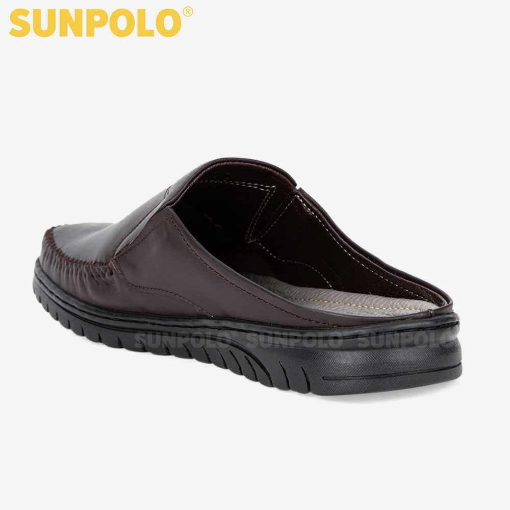 Dép Sục, Dép Sapo Nam Da Bò SUNPOLO SPO293 Bền đẹp