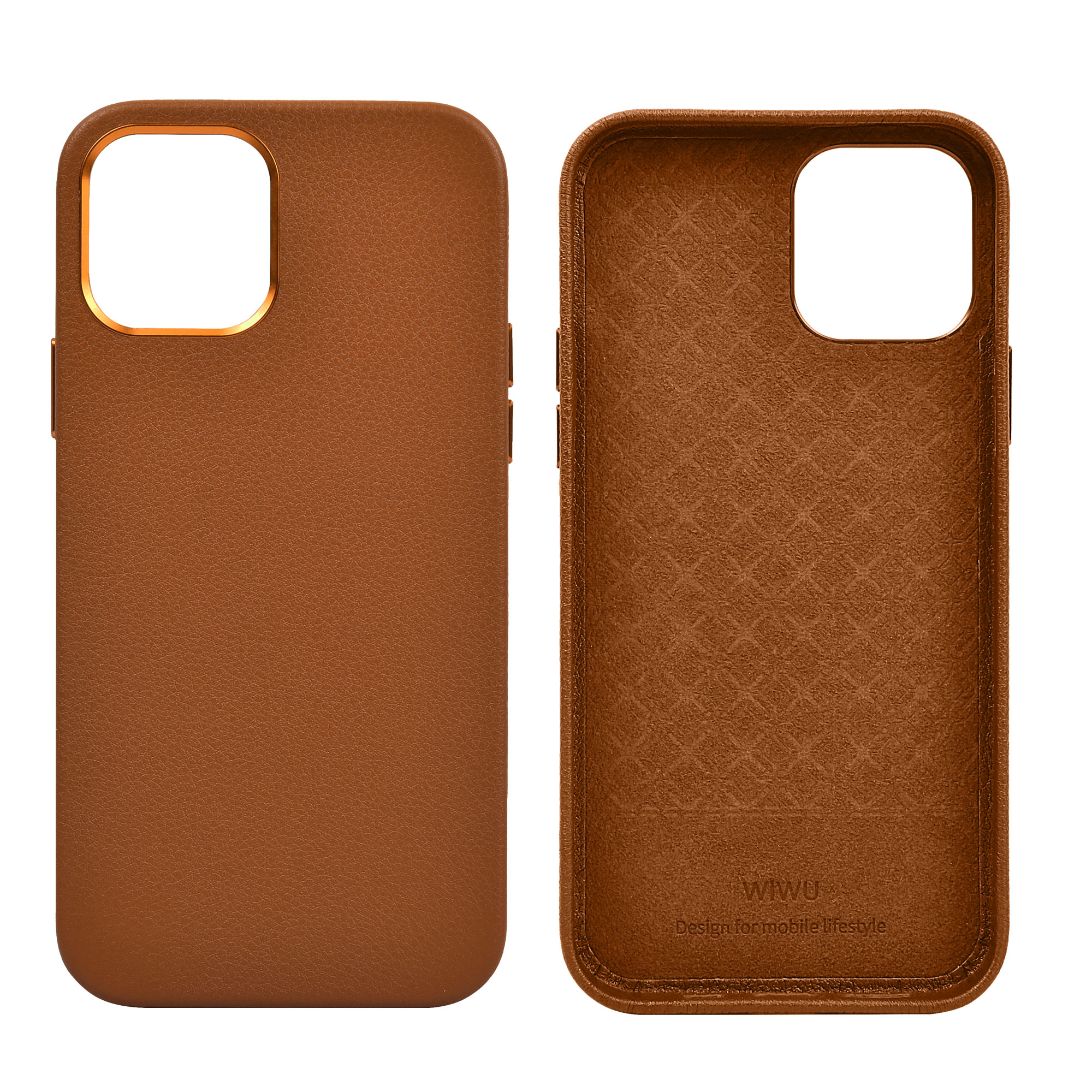 Ốp Da Wiwu Calfskin Phone Case Dành Cho Iphone 13 Promax Chất Liệu Da Bê, Chống Nước, Chống Để Lại Vân Tay - Hàng Chính Hãng