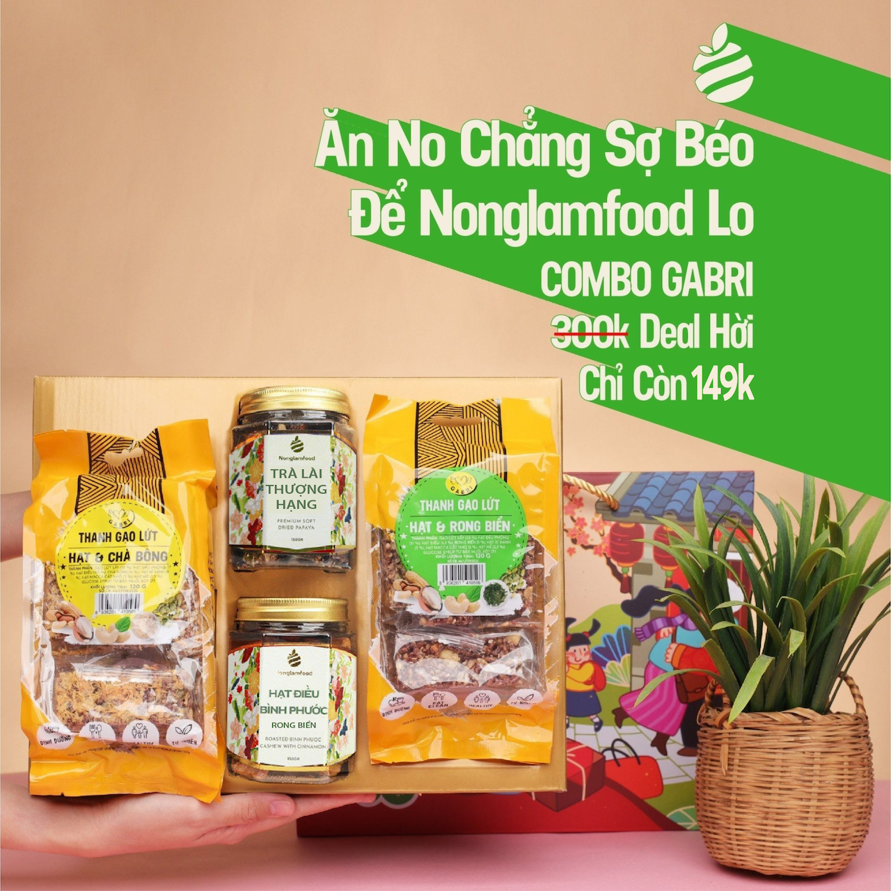 [BỘ QUÀ TẾT 2025] Set quà tặng GABRI ăn kiêng Nonglamfood | Quà tặng ý nghĩa cao cấp cho người thân