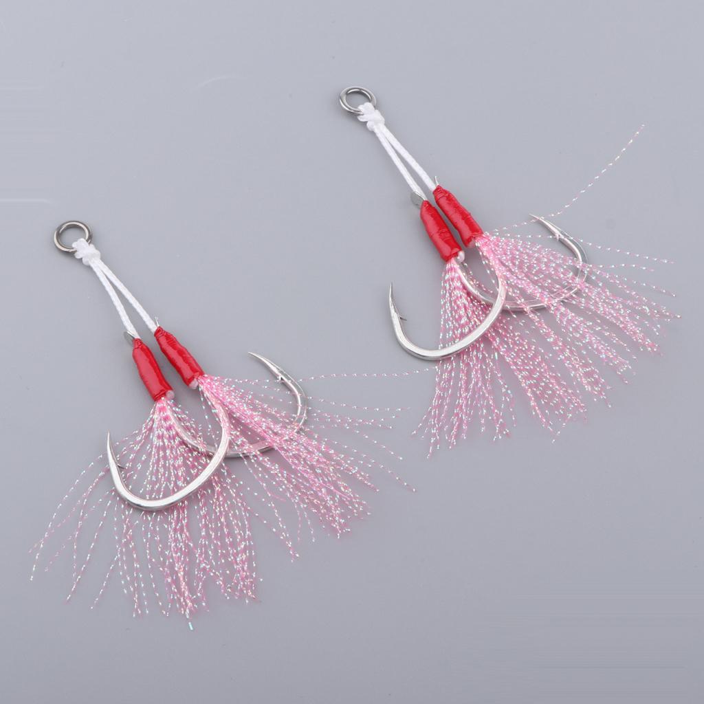 2pcs Jigging Assist Hooks Slow Pitch High Carbon Steel Double Saltwater Fishing Hook Jigs