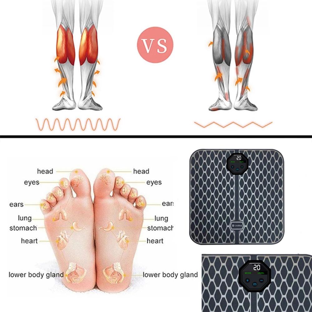 Electric Foot Massager Mat Portable Foldable Foot Massage Pad 10 Modes 20 Levels Intensity with LCD Screen