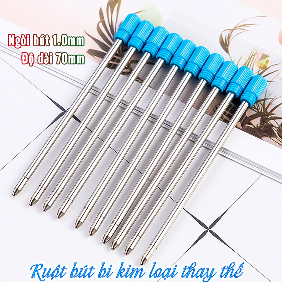 Combo 10 Ruột bút ký Bi kim loại 70mm 62mm 55mm ngòi 1.0mm thay thế - Ruột bút bi kim loại thay thế