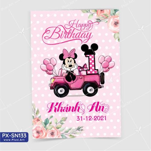Thiệp thôi nôi – sinh nhật Pluxi bé Gái tuổi Chuột PX_SN133