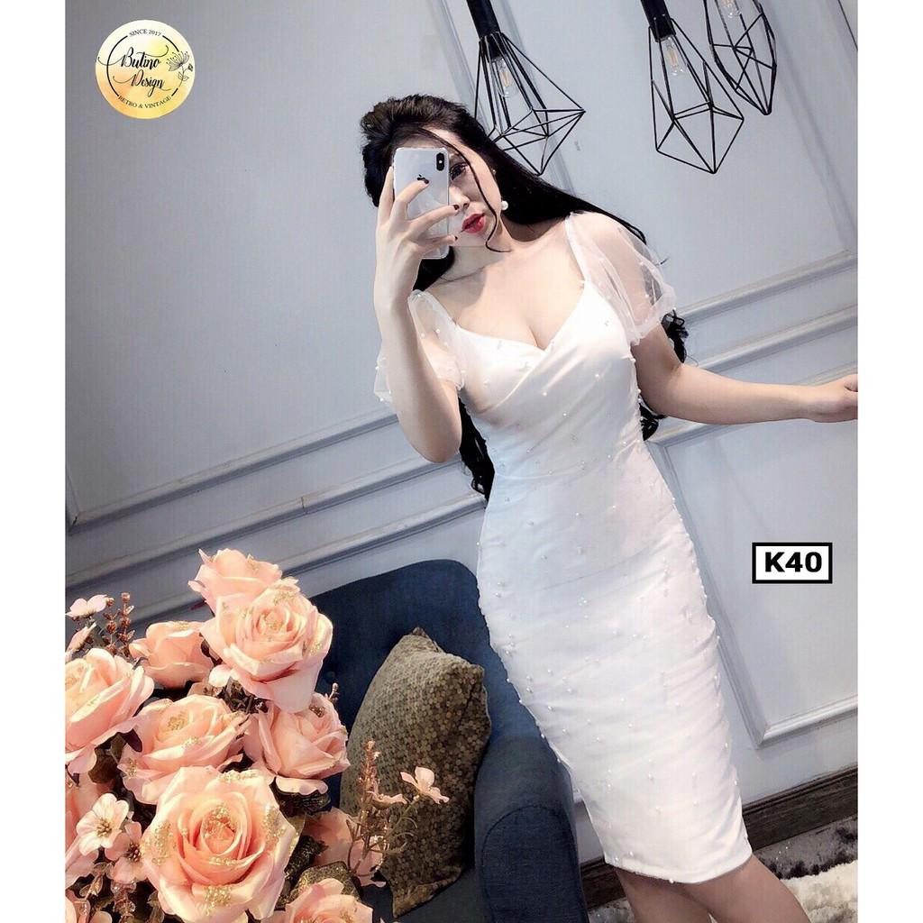 Váy đầm body K41 Đỏ phối ren 2 lớp - 4 màu