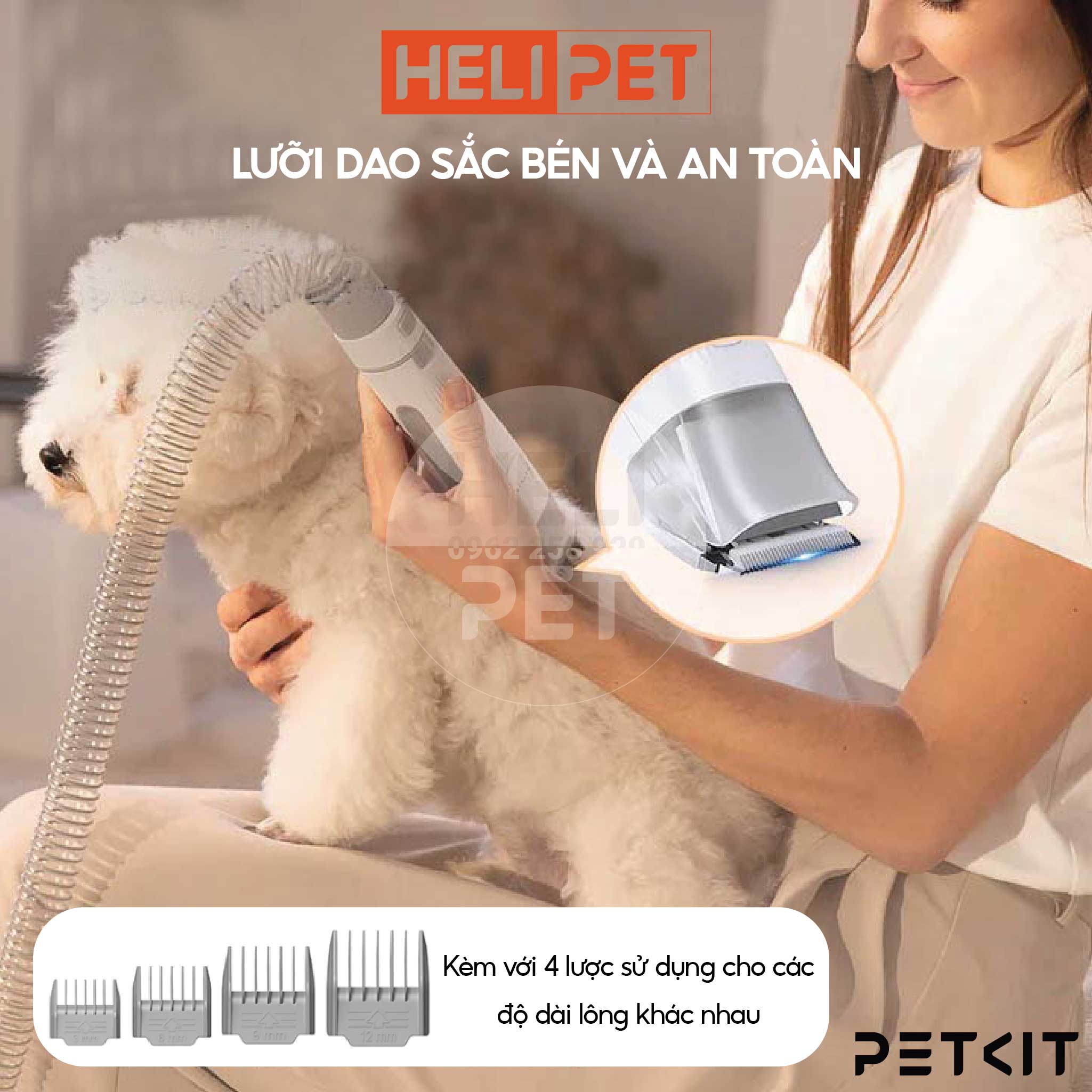 Máy Cắt, Tỉa, Hút Lông Chó Mèo 5 Công Dụng PETKIT AirClipper 5-in-1 Pet Grooming Kit - HeLiPet