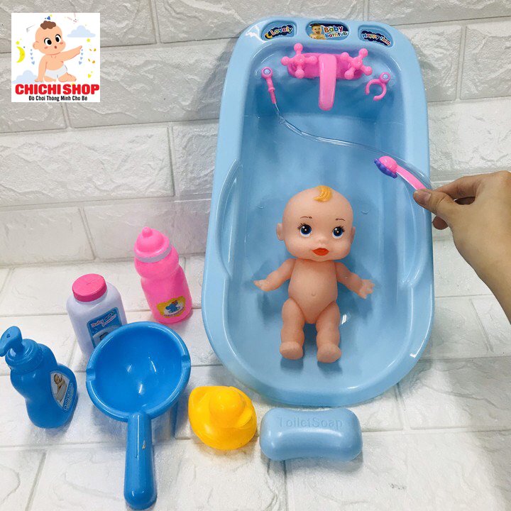 Túi Đồ Chơi Bồn Tắm Búp Bê, Đồ Chơi Thau Tắm Búp Bê Loại Vừa, Loại Lớn Giúp Bé Học Cách Chăm Sóc Bản Thân