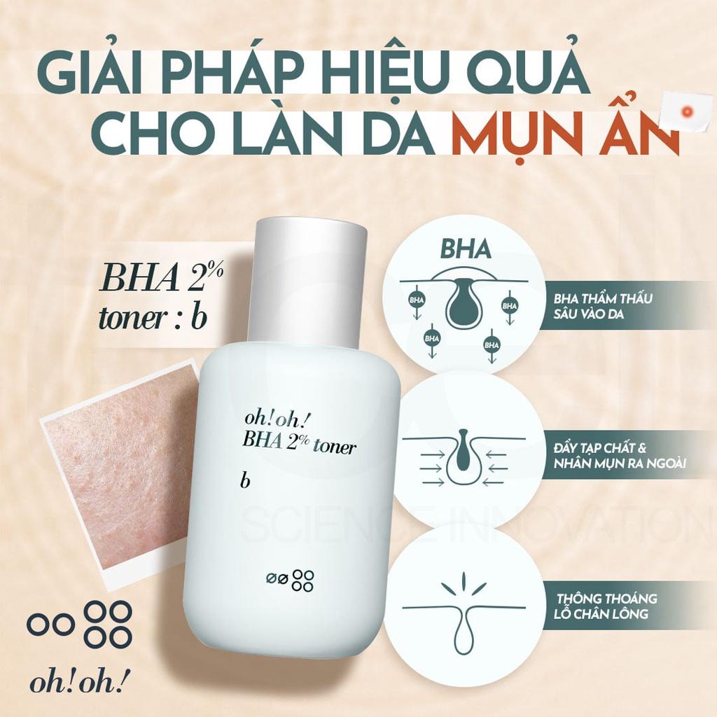 Nước Cân Bằng BHA Tẩy Tế Bào Chết, Làm Sạch Sâu Da oh!oh! BHA 2% Toner (75ml)