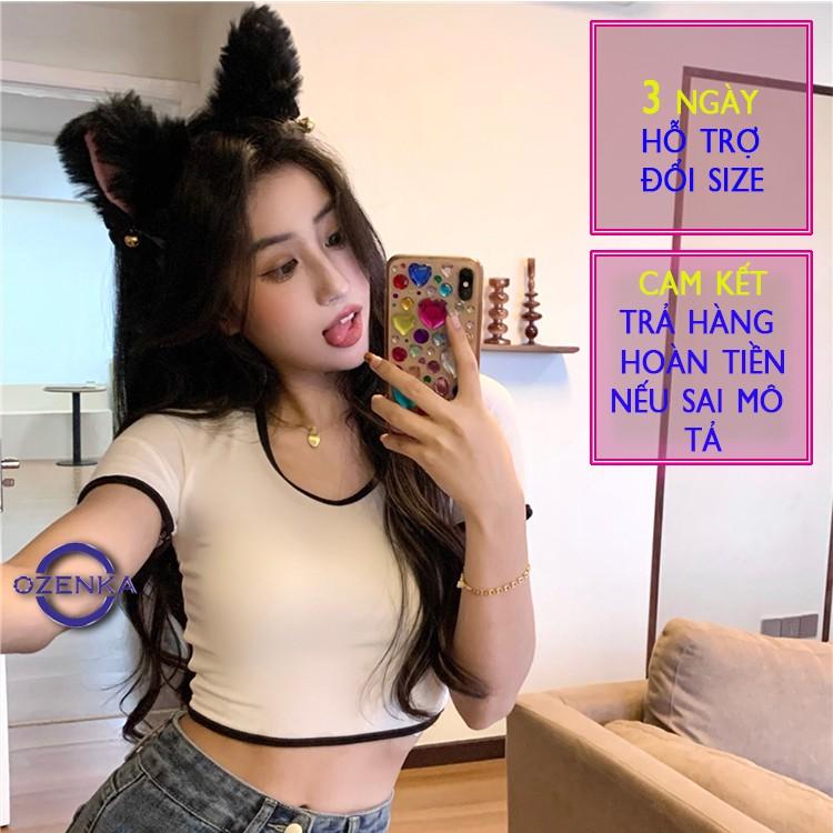 Áo croptop nữ cổ vuông, áo croptop ôm tay ngắn sexy thun gân 100% cotton nhiều màu hàng đẹp