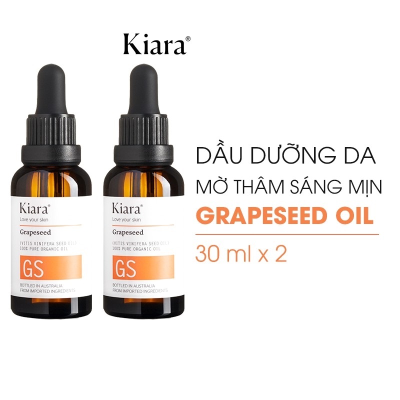 Combo 2 Chai Dầu Dưỡng Da Mờ Thâm Sáng Mịn Kiara Grapeseed Oil 2x30ml