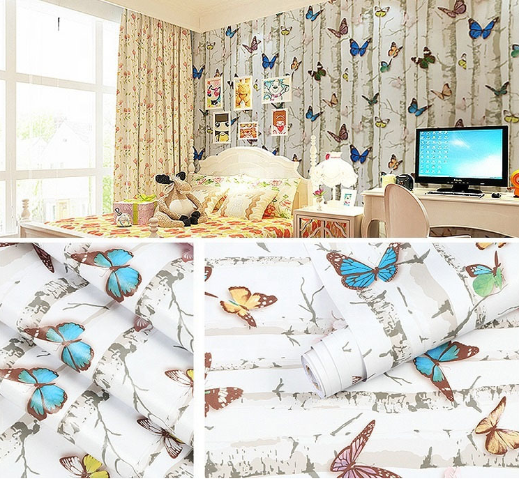 Combo 10 mét giấy dán tường, decal dán tường trang trí nhà cửa BƯỚM SẮC MÀU khổ 45cm