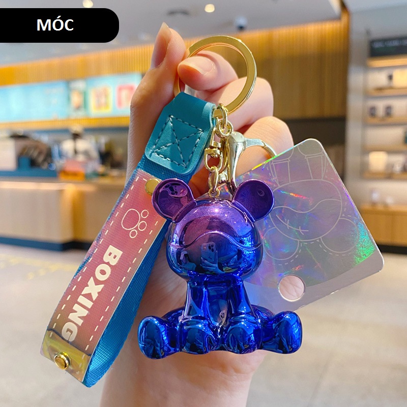 Móc khóa chó xòe chân gương đáng yêu