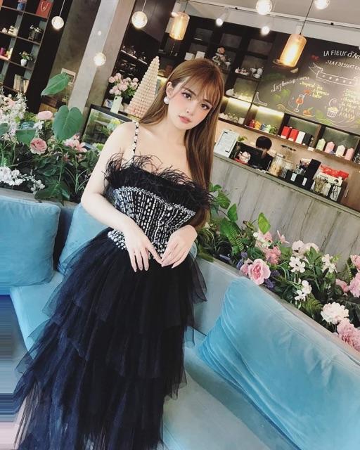 Đầm xoè 2 dây công chúa phối tua rua Cao Cấp - MS162V ( Size M/L đến 57Kg )MM MM