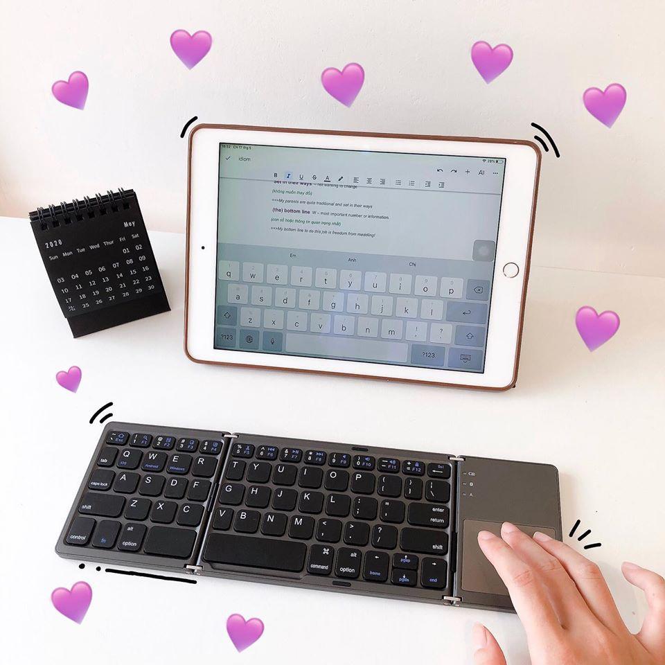 Bàn Phím Mini Bluetooth Keyboard Kèm Touchpad B033 ( kèm sticker ) đáng yêu