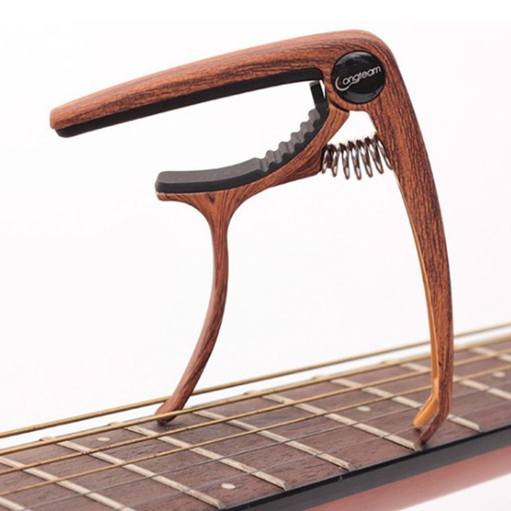 Wood Grain Guitar Capo Tuner Quick Change Key Clamp