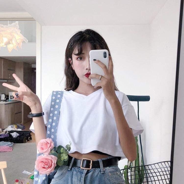 ÁO THUN CROPTOP FORM RỘNG TAY LỠ - ÁO NHÓM CROP NGẮN TAY BASIC 8