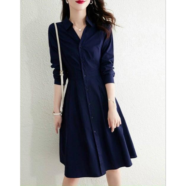 ĐẦM XÒE XANH SƠ MI TAY DÀI