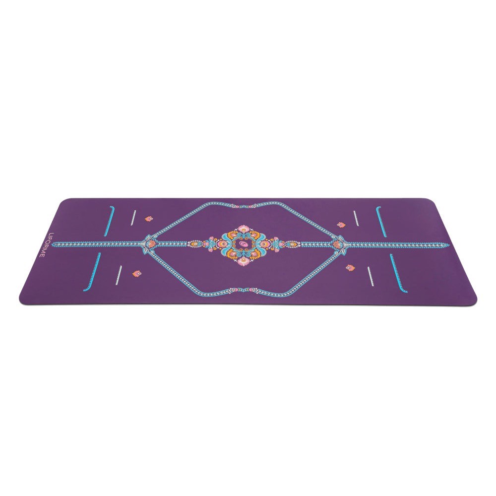 Thảm Yoga Định Tuyến Cao Su Tự Nhiên Liforme Mindful Garden 4.2mm - Purple Cao Cấp