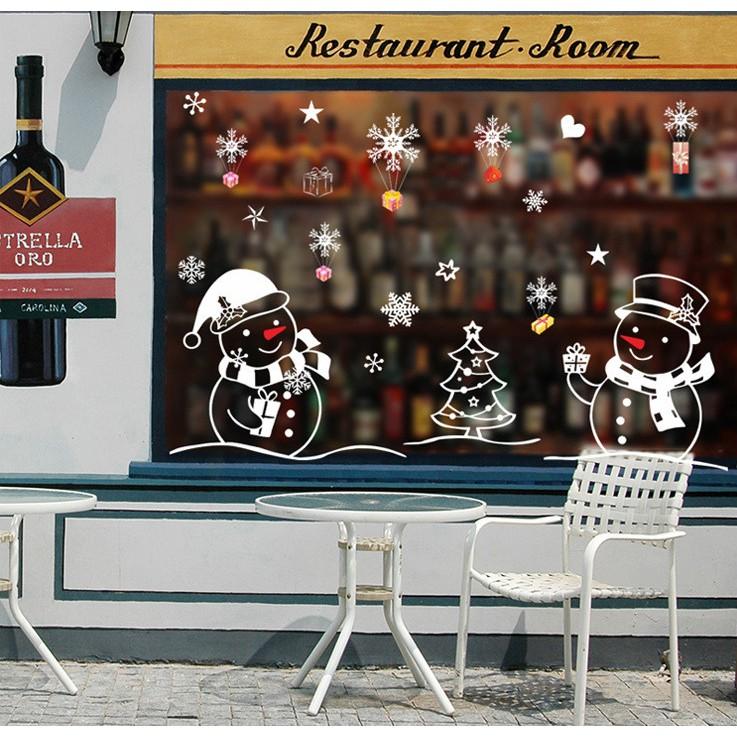 Decal trang trí noel hai chú người tuyết