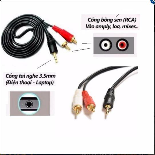 Combo Dây loa jack 3.5 ra 2 đầu hoa sen dài 3M và  1 Cáp nối dài jack 3.5 dài 1.5M