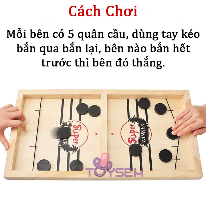 Bàn chơi bắn quân hockey qua lỗ bằng gỗ size lớn - Khúc côn cầu bàn gỗ foosball winner - Quà tặng sinh nhật cho bé trai, bé gái cute