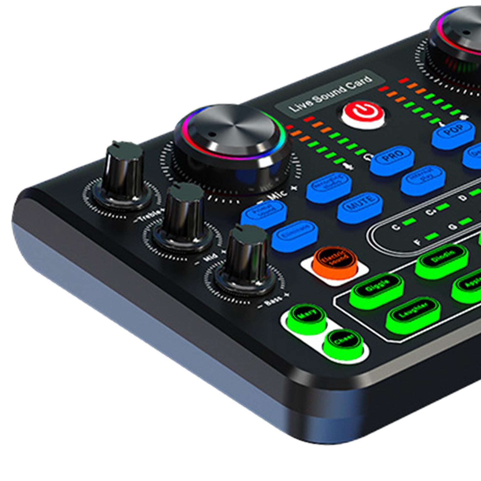 Professional Audio Mixer Voice Changer Portable Sound Board Console Stereo Mixer Sound Card for Recording Broadcast DJ Studio Podcasting