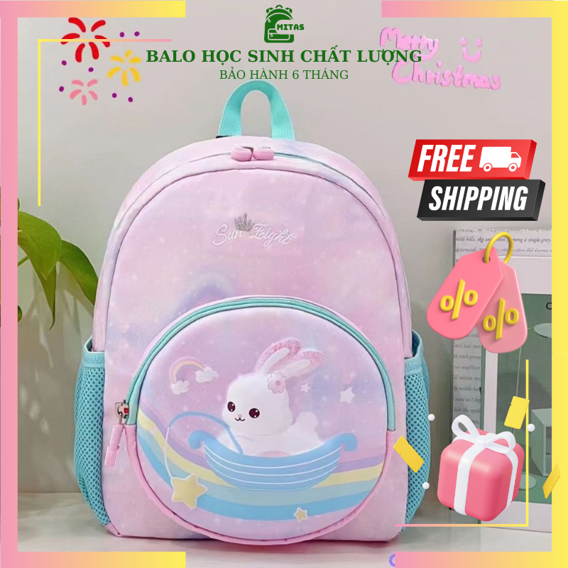 Balo mẫu giáo SUNEIGHT cao cấp, Balo mầm non chống thấm nước, cặp cho bé siêu nhẹ, Balo mitas 90182#