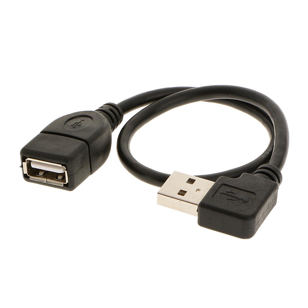 2x USB 2.0 Cables 30cm 90 Degree Right Angle Male To Female Extension Cable